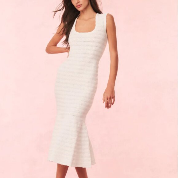 LoveShackFancy | Leigh Pointelle Knit Midi Dress Ivory |S |M|NWT - Picture 1 of 11